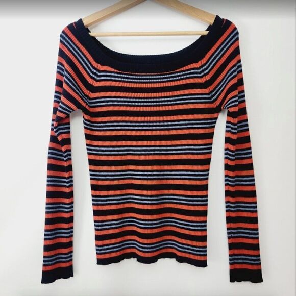 Forever 21 Ribbed Stripey Retro Style Scoop Neck Sweater - Picture 2 of 11